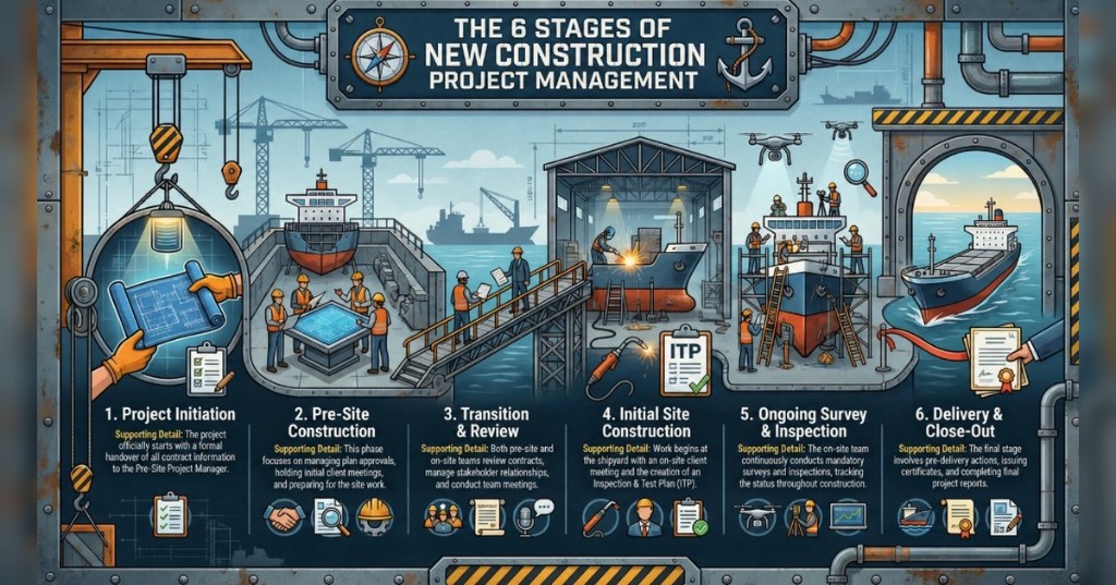 Six stages of new construction project management visual guide